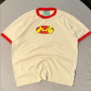 Cream and Red Graphic T-Shirt